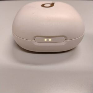 Anker Soundcore Life Note 3Sの充電ケースの写真。充電状態を示すランプが2つ点灯している。